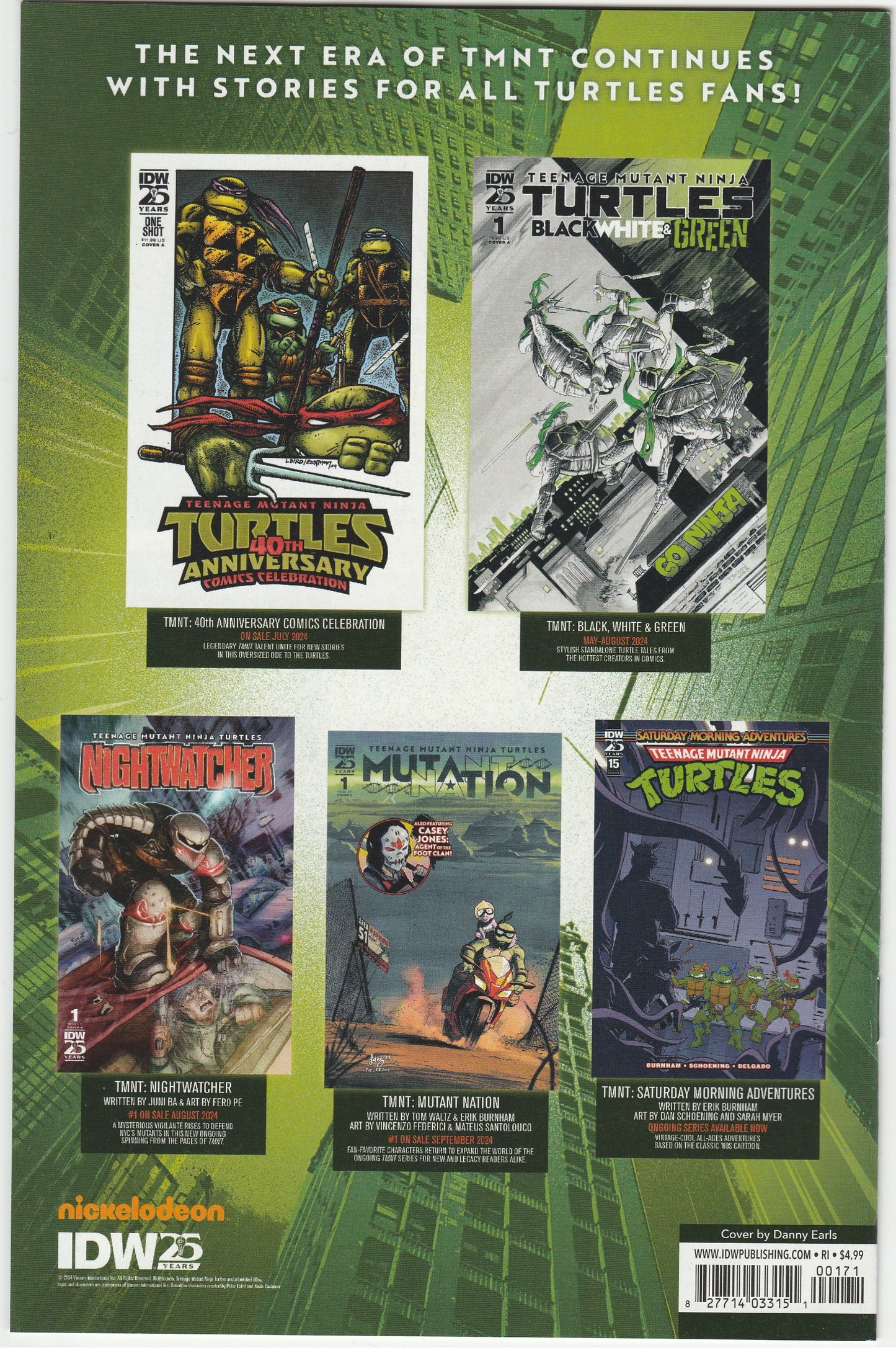 Teenage Mutant Ninja Turtles Vol. 6 #1 Danny Earls 1:25 Connecting Variant Signed by Kevin Eastman w/ COA