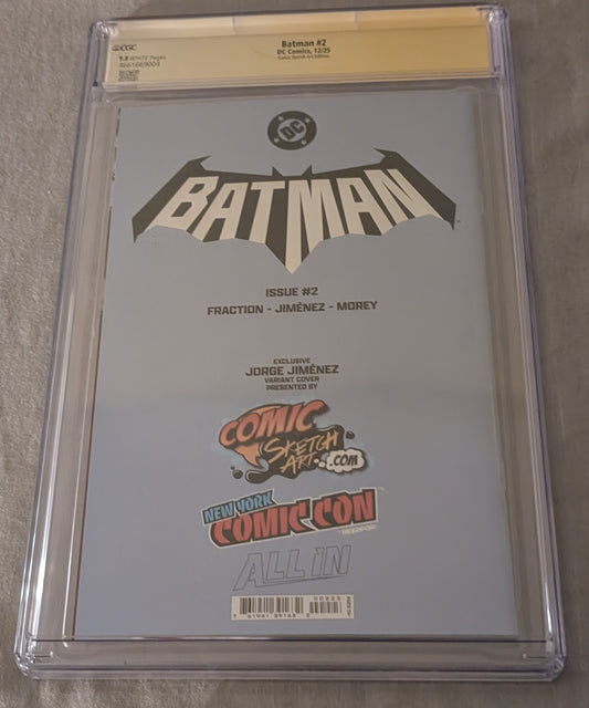 Batman Vol. 4 #2 Jorge Jiménez NYCC Exclusive Design Variant CGC 9.8 Signature Series Signed by Jorge Jiménez