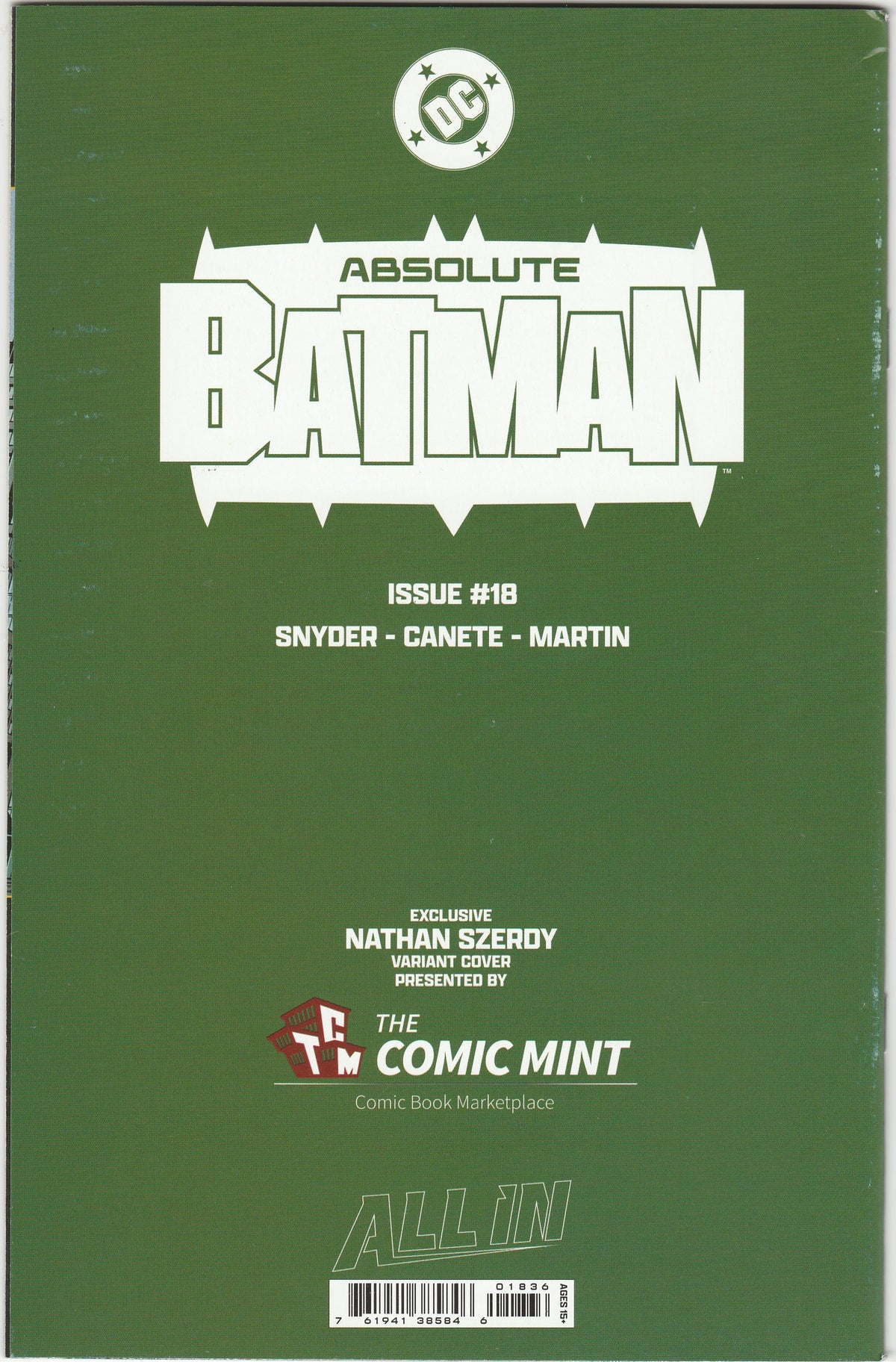 Absolute Batman #18 - Nathan Szerdy Exclusive Variant (Ltd. 1000) - Signed by Szerdy