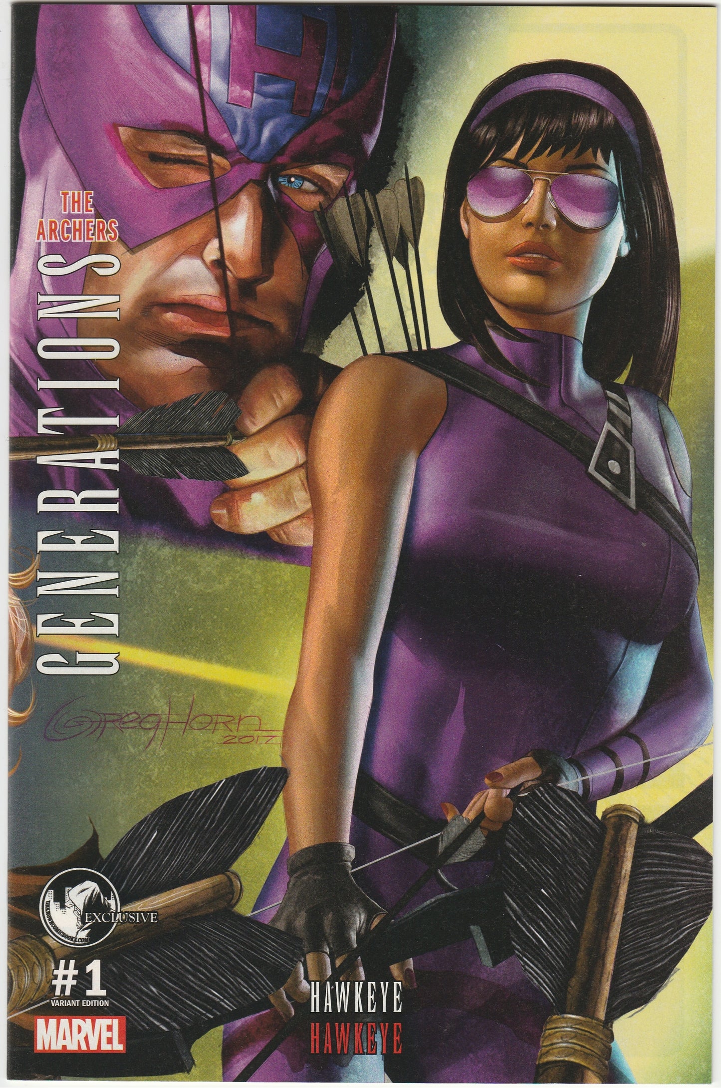 Generations Hawkeye & Hawkeye 1 Greg Horn Unknown Comics Exclusive Variant Signed COA