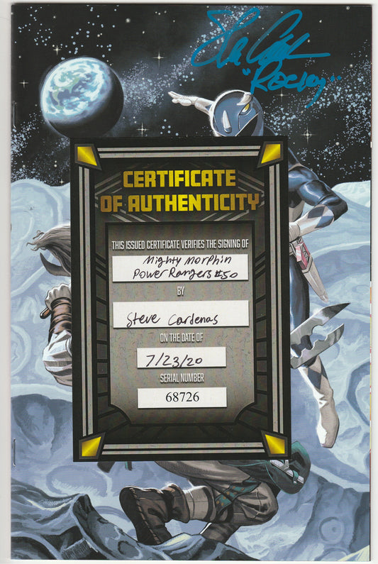 Mighty Morphin Power Rangers #50 Steve Morris Exclusive Blue Ranger Spotlight Variant Signed by Steve Cardenas with COA