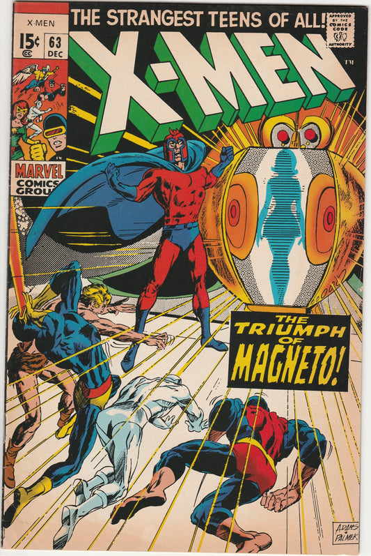 X-Men #63 Marvel Comics 1969 Silver Age Magneto Cover Classic Bronze Transition Issue