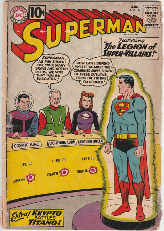 Superman #147 – 1st Appearance of the Legion of Super-Villains – Silver Age DC Key