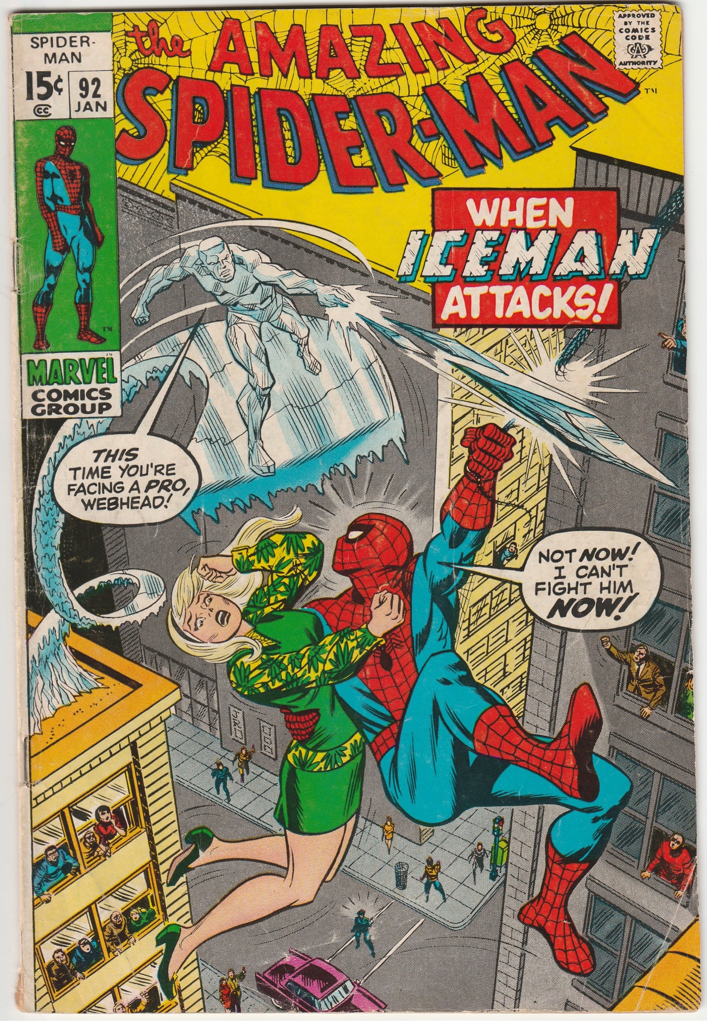 The Amazing Spider-Man #92 | Iceman Cover Appearance | 1971 Marvel Comics