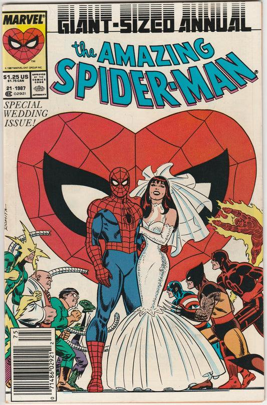 Amazing Spider-Man Annual #21 FN/FN+ Newsstand Key Wedding Issue Marvel 1987