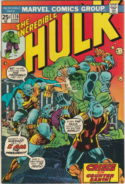 The Incredible Hulk #176 Marvel 1974 FN/VF 7.0 Adam Warlock Counter-Earth Comic