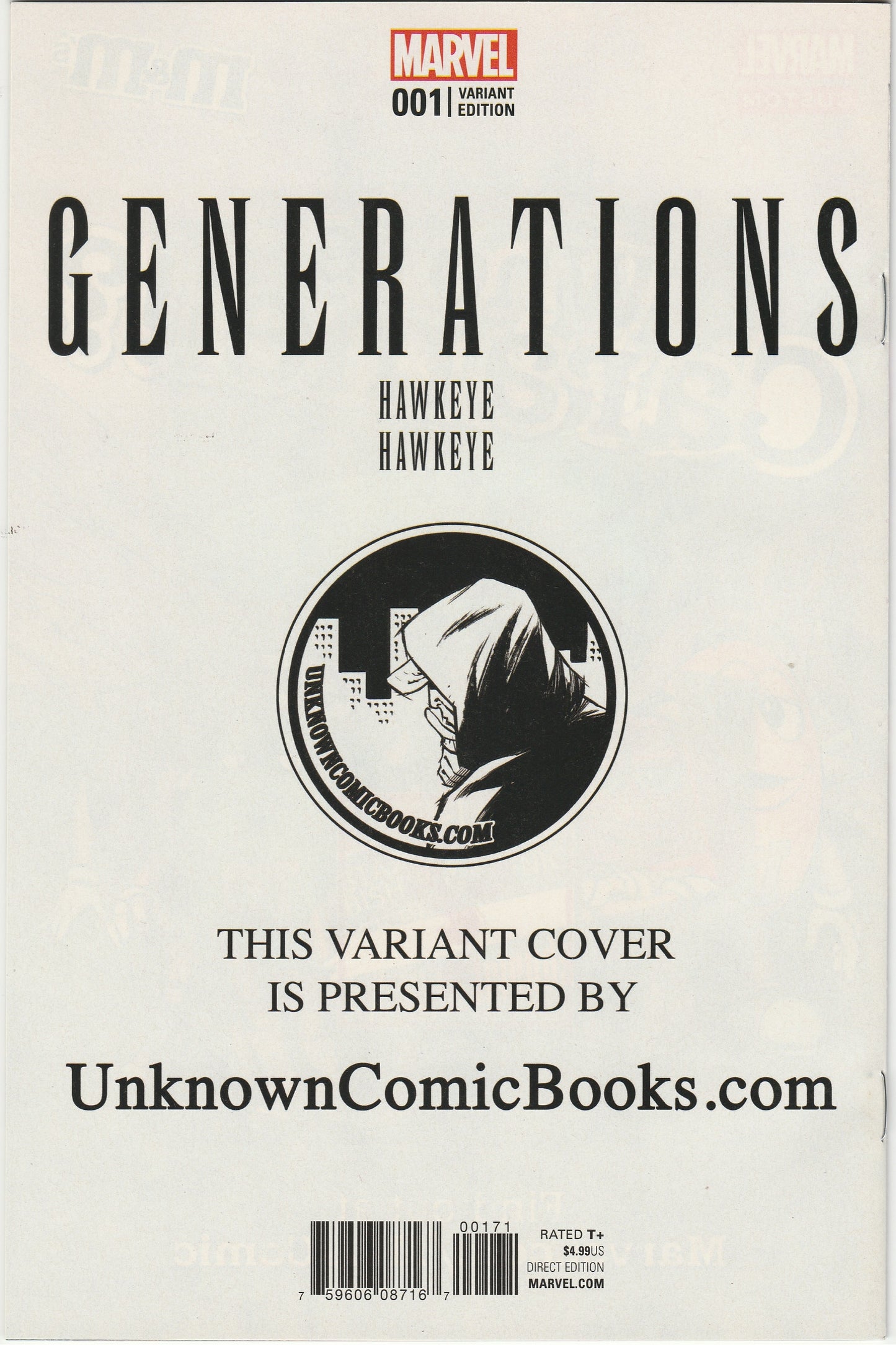 Generations Hawkeye & Hawkeye 1 Greg Horn Unknown Comics Exclusive Variant Signed COA