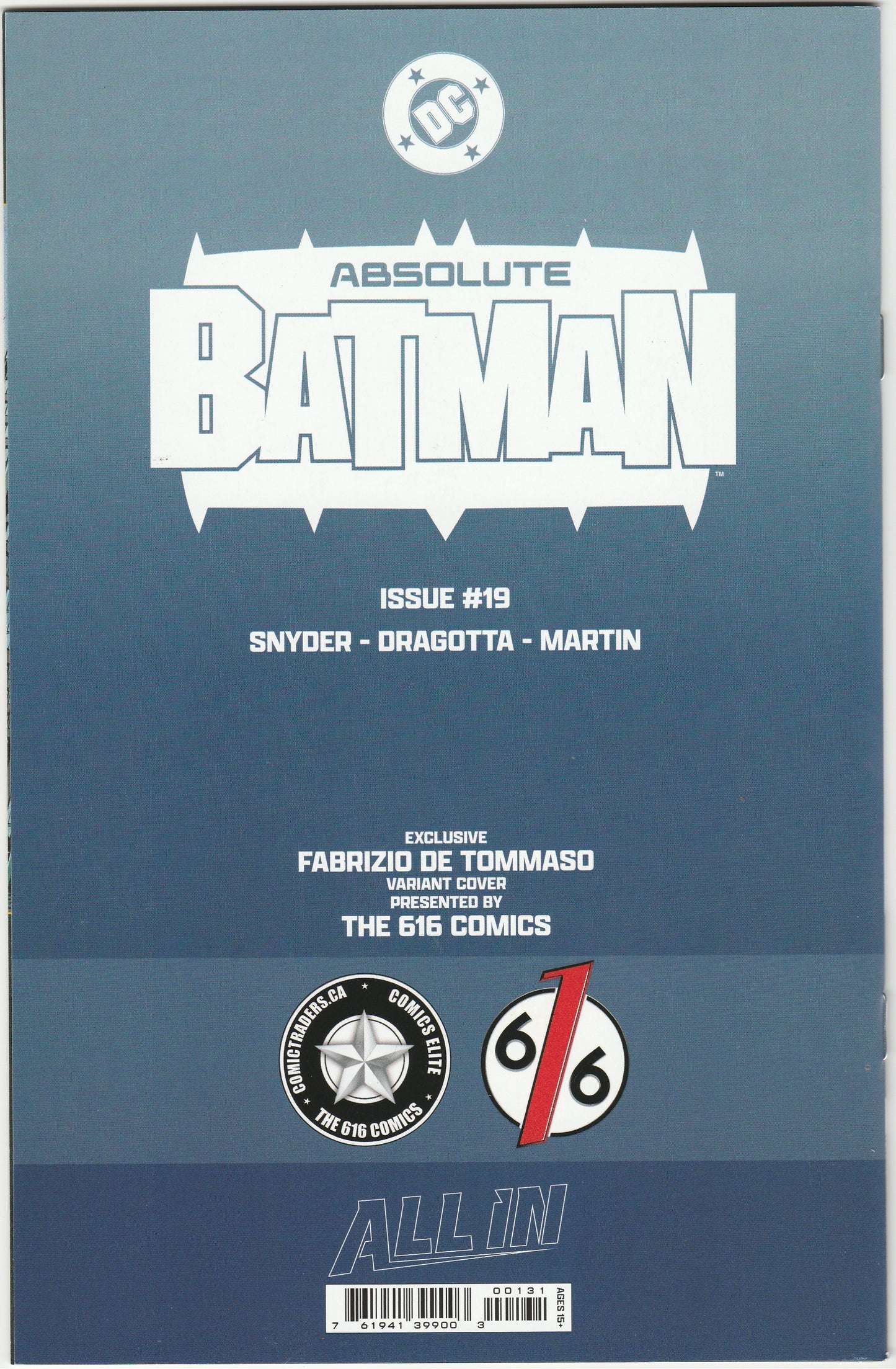 Absolute Batman #19 Fabrizio De Tommaso Exclusive Spotlight Variant Ltd. 1000