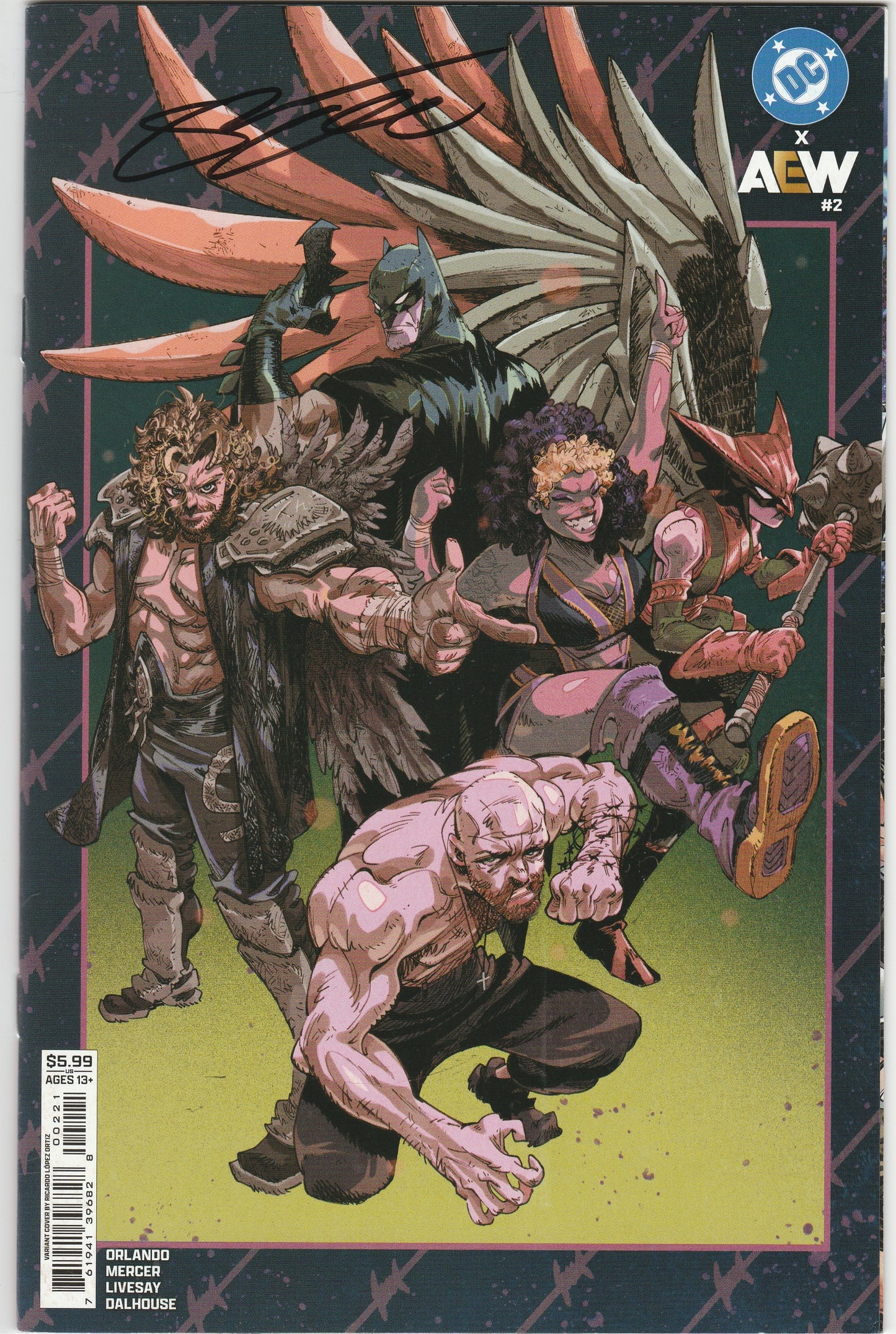 DC x AEW #2 – Ricardo López Ortiz Variant Signed by Steve Orlando with COA
