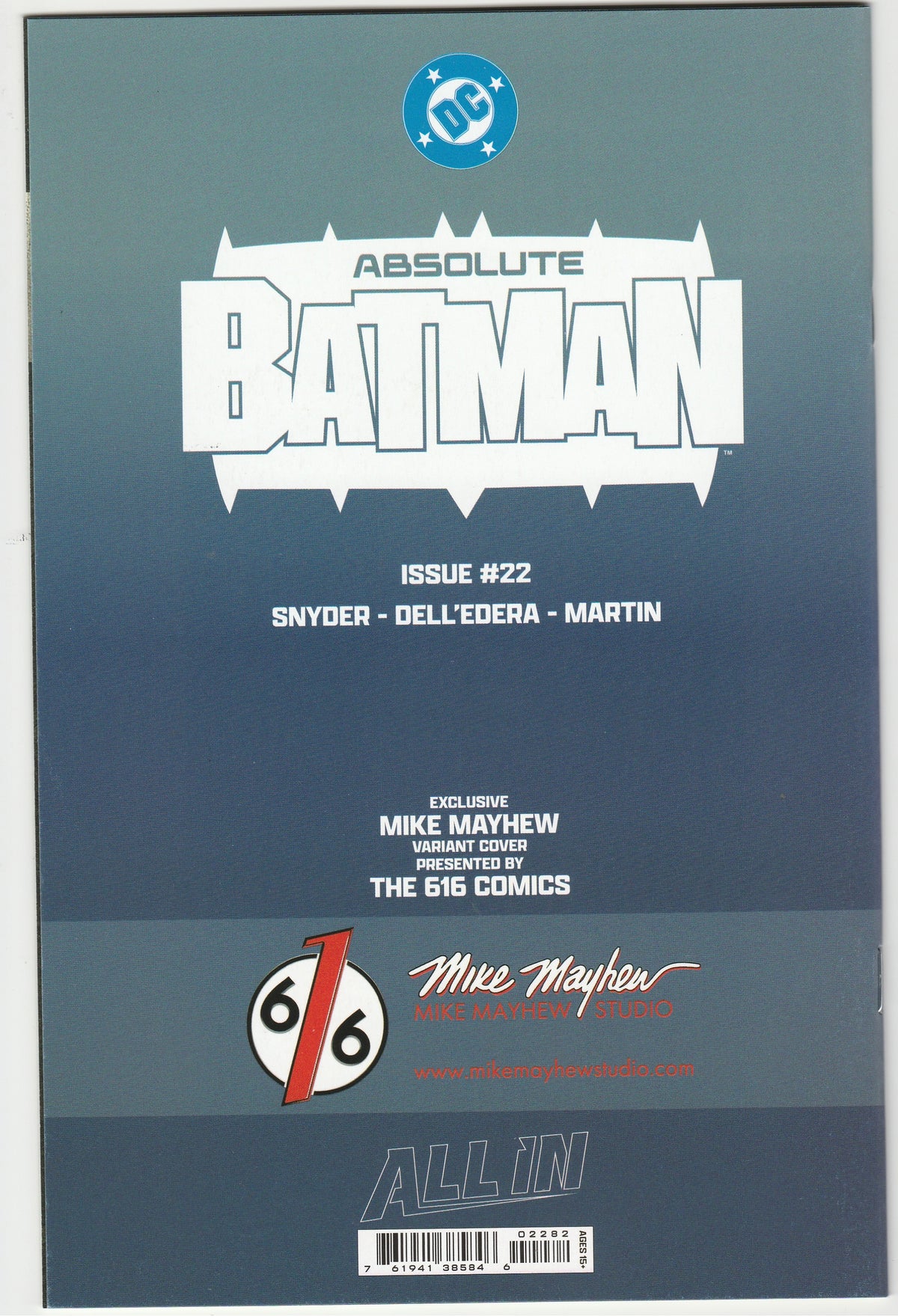 Absolute Batman #22 - Mike Mayhew Exclusive Variant (Ltd. 3000) - Signed by Mike Mayhew with COA