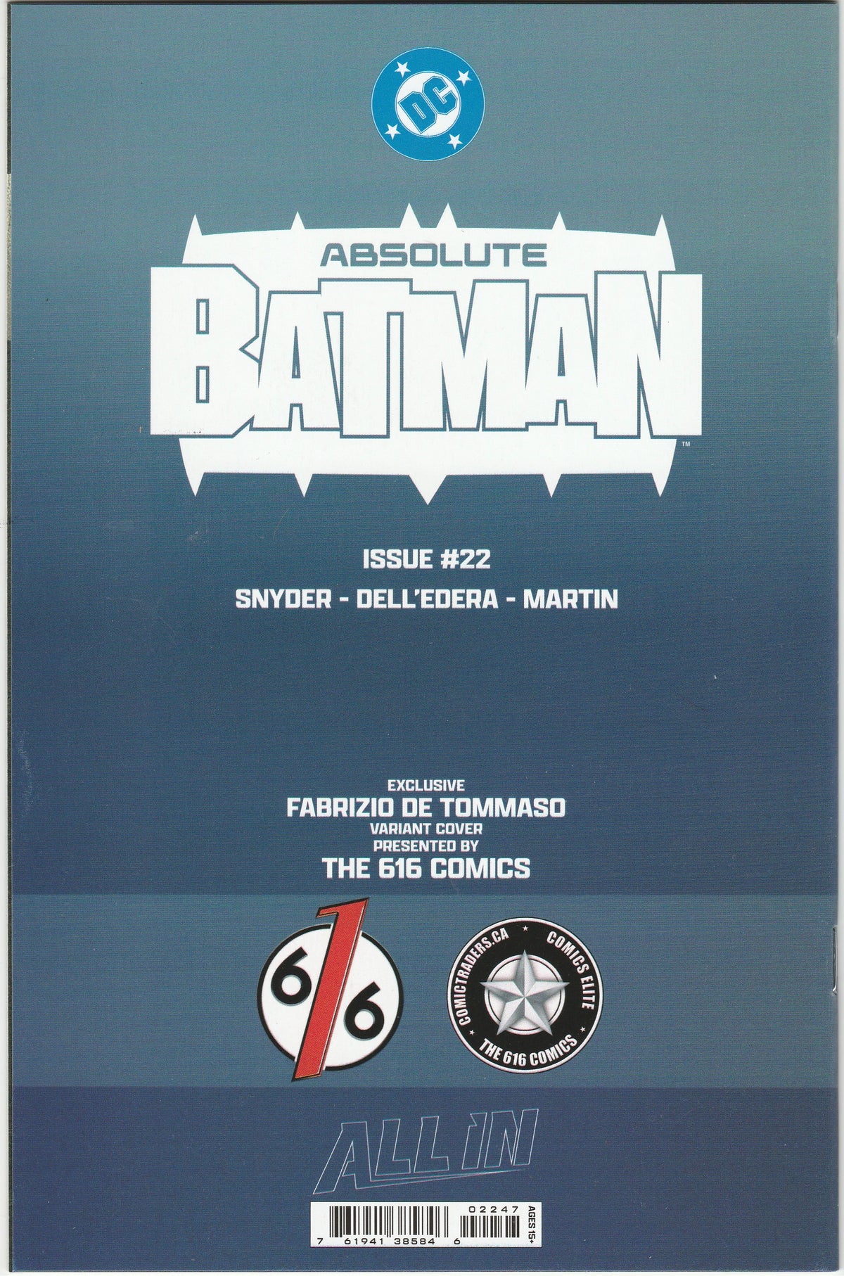 Absolute Batman #22 – Fabrizio De Tommaso Exclusive Variant – Limited to 1000