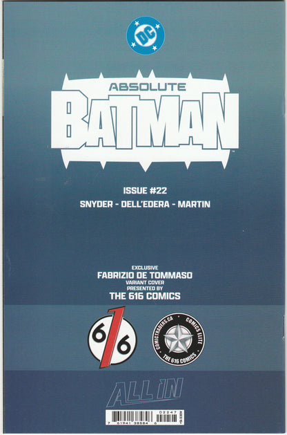 Absolute Batman #22 – Fabrizio De Tommaso Exclusive Variant – Limited to 1000