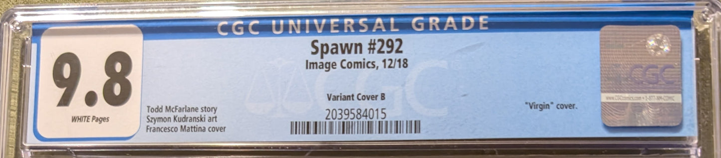 Spawn #292 CGC 9.8 Virgin Variant Darthsig Dual Copy Edition