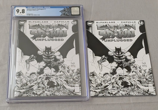 Batman/Spawn Unplugged #1 B&W Variant Darthsig Dual Copy Edition CGC 9.8 Slab + Raw Comic