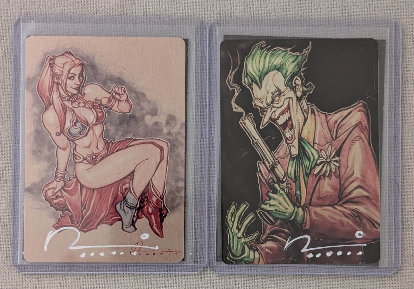 Harley Quinn and Joker Signed Metal Trading Card Set by Chad Hardin with COA