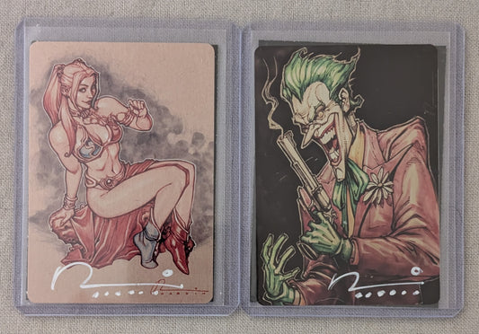 Harley Quinn and Joker Signed Metal Trading Card Set by Chad Hardin with COA