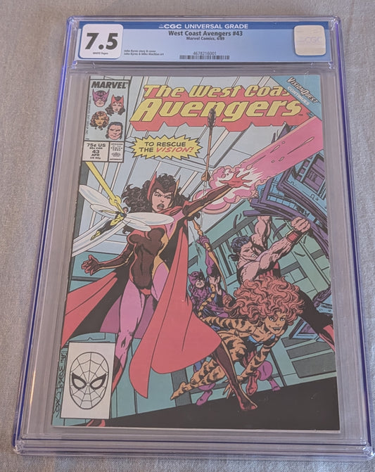 West Coast Avengers #43 CGC 7.5 Marvel Comic Slab VisionQuest