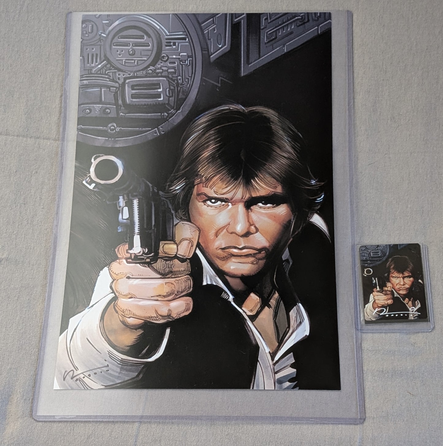 Han Solo Signed Collectible Art Print & Metal Trading Card Set Chad Hardin COA Curated Package