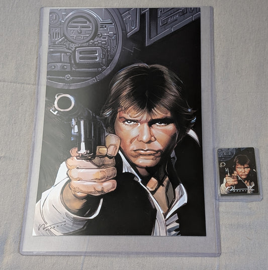 Han Solo Signed Collectible Art Print & Metal Trading Card Set Chad Hardin COA Curated Package