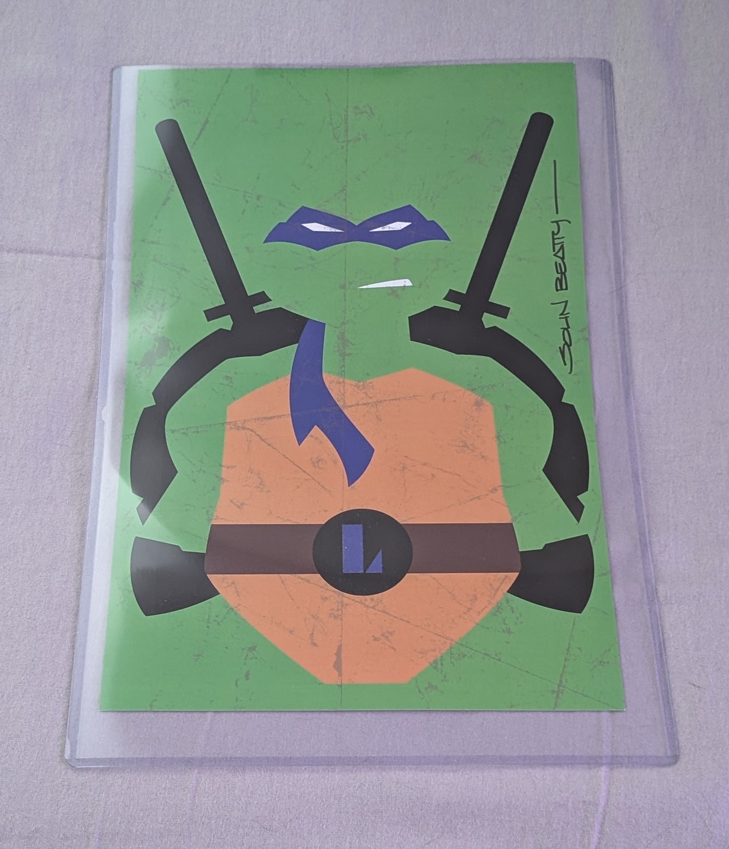Teenage Mutant Ninja Turtles Signed 11x17 Art Print John Beatty COA Negative Space TMNT