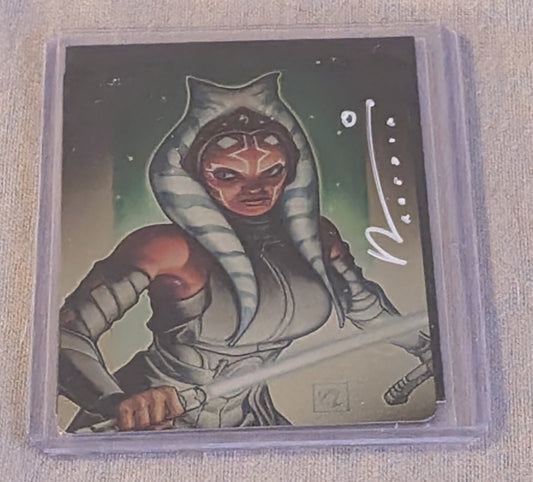 Ahsoka Tano Metal Trading Card Signed by Chad Hardin with COA