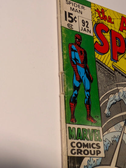 The Amazing Spider-Man #92 | Iceman Cover Appearance | 1971 Marvel Comics