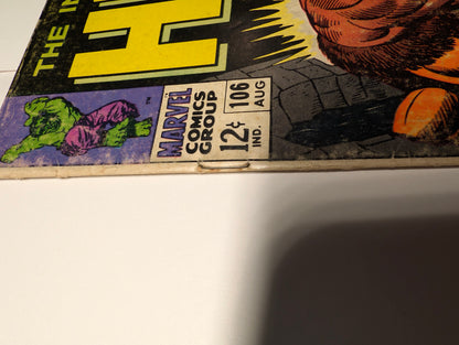 The Incredible Hulk #106 Silver Age Marvel Comic GD+ 2.5