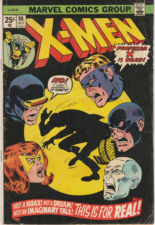 X-Men #90 Bronze Age Marvel Comic Professor X Is Dead Cover
