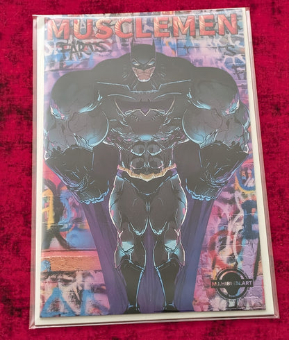 Photograph of the Batman Musclemen artbook in its protective sleeve