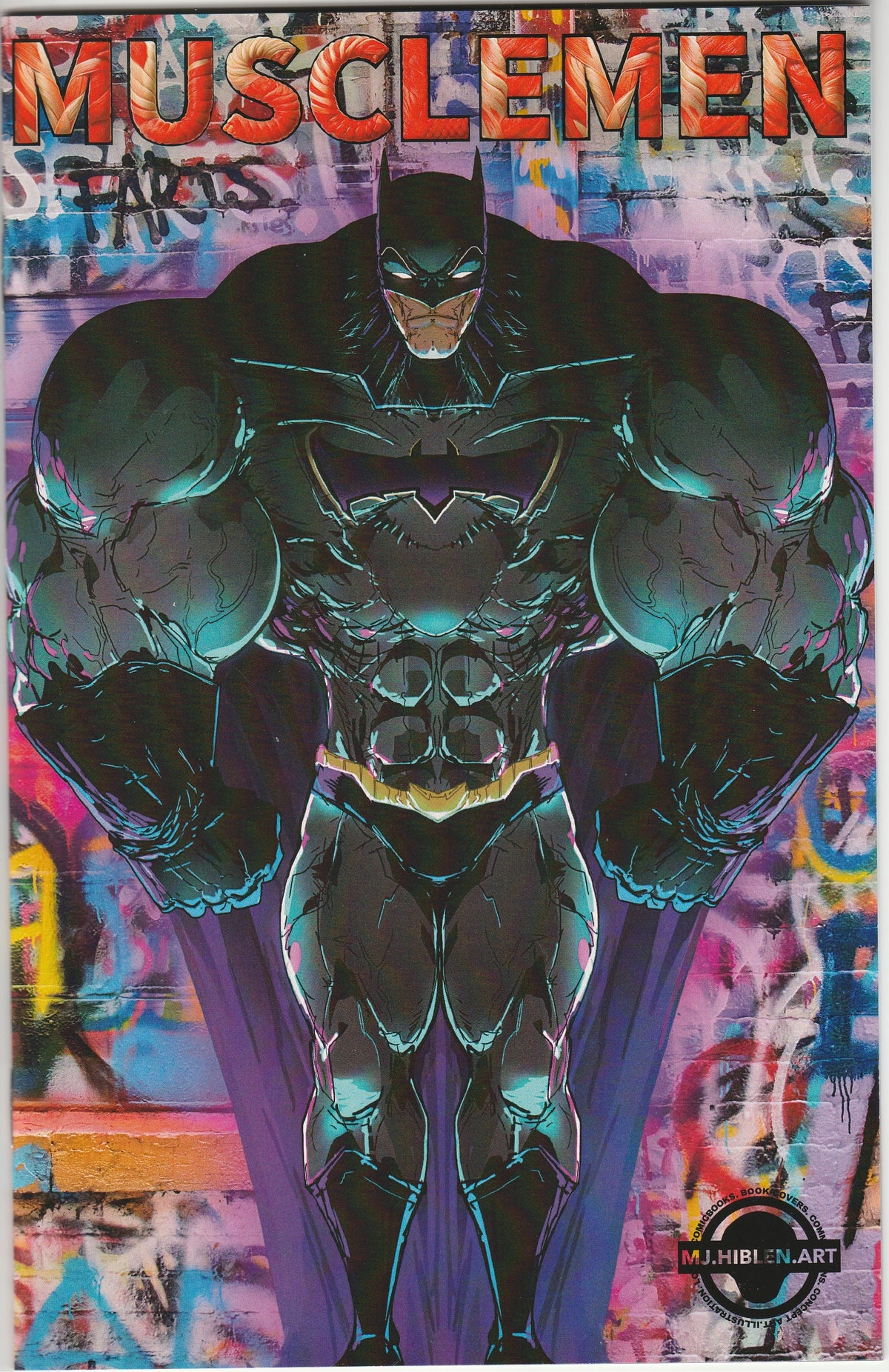 Front cover of MJ Hiblen's Musclemen artbook featuring Batman