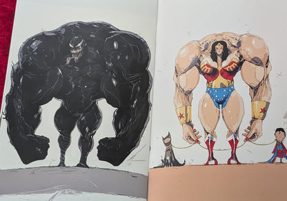 Interior Musclemen artwork featuring Venom and Wonder Woman